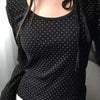 Matakawa Y2k Bandage T Shirt for Women Polka Dot Spring Autumn Korean Fashion Ropa De Mujer Sexy Vintage Slim Camisetas