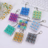 LED Keyboard Fidget Keychain 4/9 Keys Clicker Light Up Button Stress Relief Key Chain for Office Desk Finger Exercise Keycap