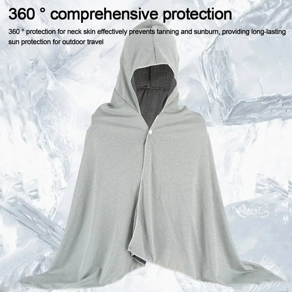 Cooling Hooded Cloak lce Cool Poncho Cover Up Super Absorbent Oversized Hooded Towel Wrap, 4-in-1 for Swimming Beach Pool Travel