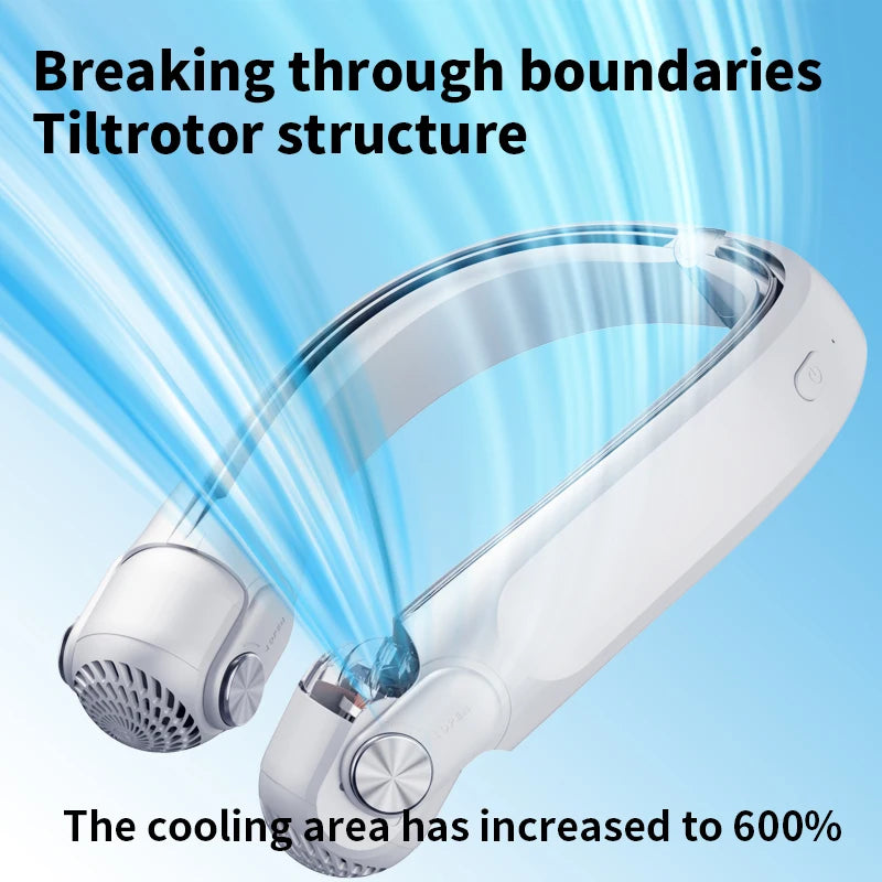 Rotor Neck Hanging Portable Fan, USB Rechargeable Adjustable Bladeless Turbo Cooling Fan for Dorm Home Outdoor