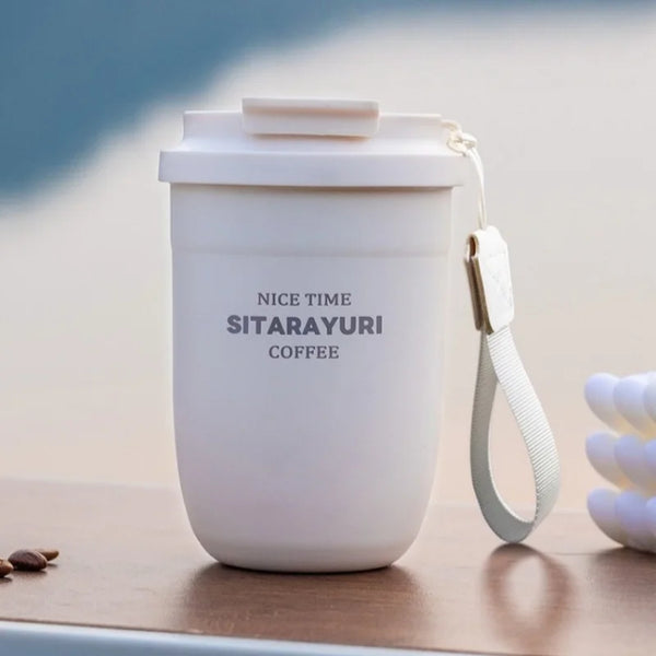 JUSTINLAU Stainless Steel Coffee Cup Insulated Water Bottle Double Drinking Straw Cup With tea strainer Office Outdoor Water Cup