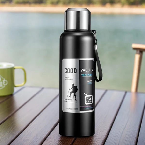 Large Capacity Sports Thermos Bottle with Filter Keep Cold/Hot Travel Insulated Cup 316 Stainless Steel Unbreakable Vacuum Flask
