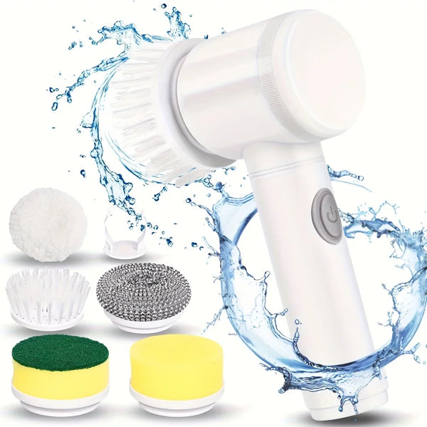 5-in-1 Multifunctional Wireless Electric Cleaning Brush USB Rechargeable Handheld Power Scrubber for Kitchen Bathroom Tub Tile F