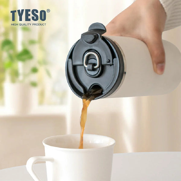 Tyeso 750ml French Press Vacuum Flasks Mug Stainless Steel Cold Brew with Eye Stick Tea Infuser Double-Wall Insulated Thermoses