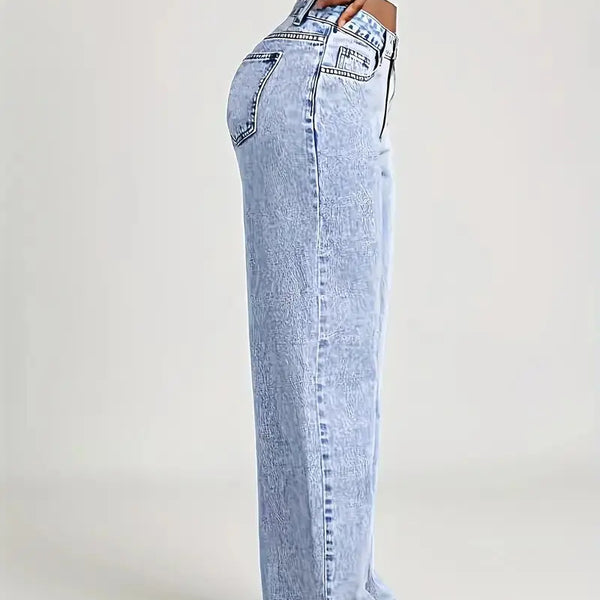 2026 New American Fashion Women's Loose Casual Wide Leg Straight Denim Jeans Baggy Streetwear Pants All Season Trousers