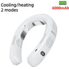 Portable Neck Fan Mini Air Conditioner Cooler Bladeless Fan 6000mAh USB Rechargeable Hanging Cooling Heating Wearable Fans