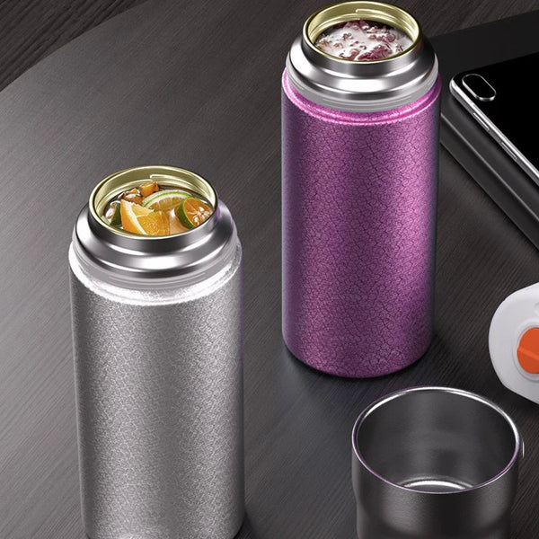 Pop-up Lid Thermos Double Wall Coated Titanium Stainless Steel Insulated 480ML Thermal Tea Infuser Bottle Cup Coffee Mug Tumbler