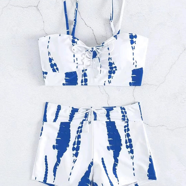 Drawstring Front Shorts Bikinis 2026 High Waist Swimsuit Women Swimwear Female Bathers Bathing Swimming Swim Suit Beachwear