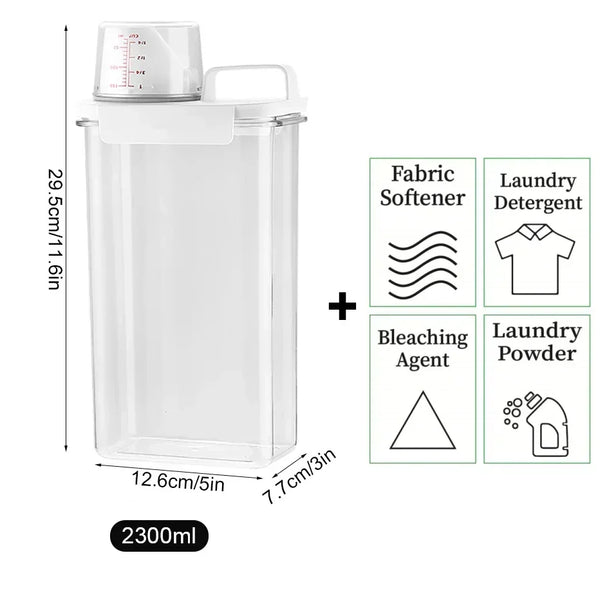 Detergent Powder Storage Box Refillable Airtight Laundry Detergent Dispenser Softener Bleach Storage Container with Lids