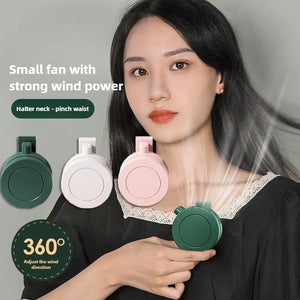 Mini Clip Fans Hanging Waist Neck Fan Girl Electric Air Cooling Fan 900mah USB Leafless Fan 3 Speeds Portable Cooler Air