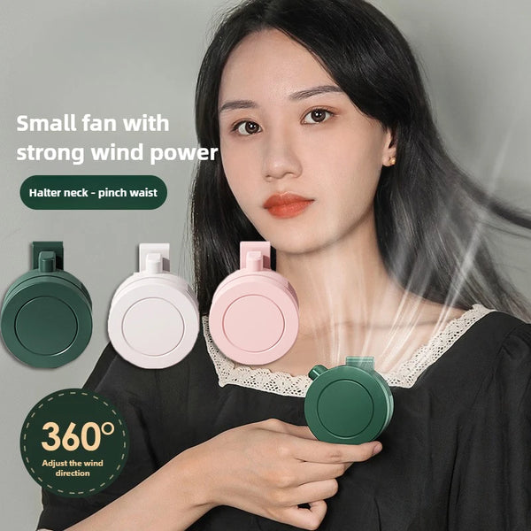 Mini Clip Fans Hanging Waist Neck Fan Girl Electric Air Cooling Fan 900mah USB Leafless Fan 3 Speeds Portable Cooler Air