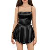Summer Women Solid Color Cami Playsuits Cowl Neck Sleeveless Short Jumpsuits Dress Cross Tie-Up Backless Romper Clubwear
