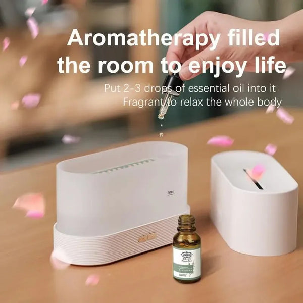 1pc 7 colors Flame Simulation Ultrasonic Humidifier with Aromatherapy and Lighting - USB Powered Essential Oil Diffuser for Bedr