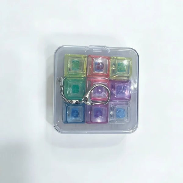 Colorful LED Keyboard Fidget Keychain 9 Keys Clicker Button Keycap Stress Relief for Adult Office Desk Finger Exercise