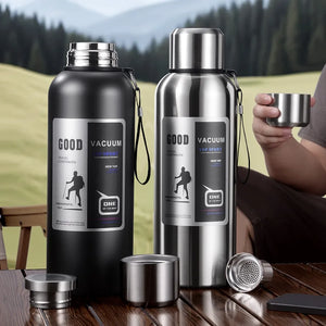 Large Capacity Sports Thermos Bottle with Filter Keep Cold/Hot Travel Insulated Cup 316 Stainless Steel Unbreakable Vacuum Flask