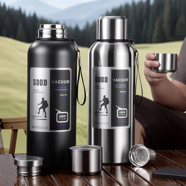 Large Capacity Sports Thermos Bottle with Filter Keep Cold/Hot Travel Insulated Cup 316 Stainless Steel Unbreakable Vacuum Flask