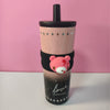 Cute Bear Stainless Steel Tumbler 700ml Vacuum Insulated Cup with Straw Tea Filter Leakproof Coffee Mug for Office Travel