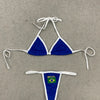 Women's Brasil Flag Print Bikini Set, Halter Triangle Top + Tanga Bottom, Brazilian Flag Two-Piece Swimwear, Y2K Beachwear