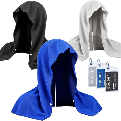 3 Pack Cooling Hoodie Towel with UPF 50+ Sun Protection, Instant Cooling Towels for Neck and Face for Sports Gym Running Yoga