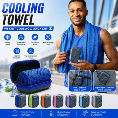 Cooling Towel with Portable Carry Case Quick Dry Sports Towel for Running Gym Fitness Yoga Hiking Travel