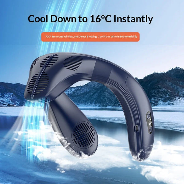 New Neck Air Conditioner Portable Neck Fan Rechargeable Semiconductor Cooling Bladeless Fan Outdoor Personal Fan Wearable Cooler