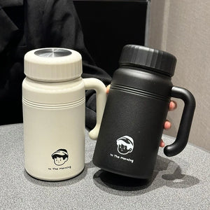 Large Capacity Stainless Steel Water Bottle 1000 ml with Handle Insulated Cup with Tea Strainer Stylish Vacuum Flasks Travel