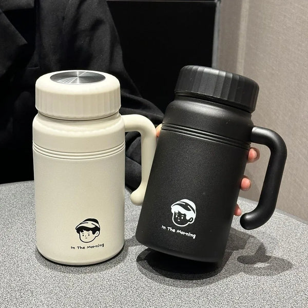 Large Capacity Stainless Steel Water Bottle 1000 ml with Handle Insulated Cup with Tea Strainer Stylish Vacuum Flasks Travel