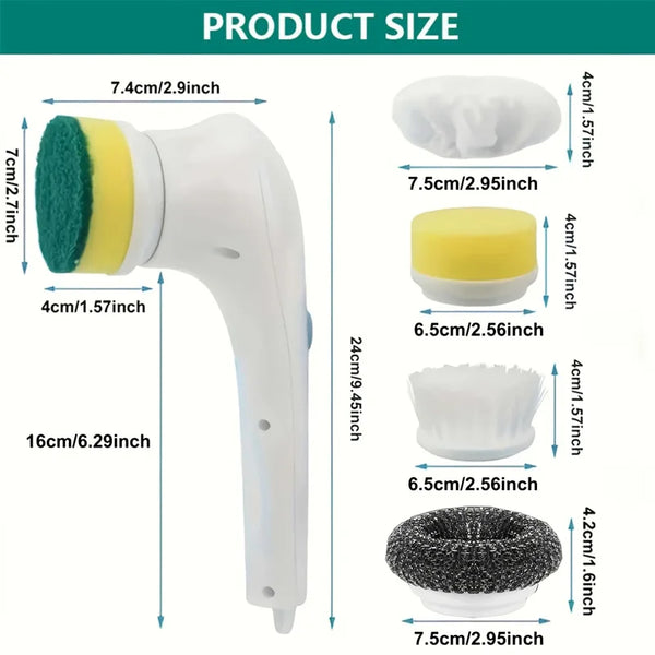 Effortless Electric Grease Scrubber, Rechargeable Cordless Power Cleaning Brush, for Kitchen Sink Tile & Stubborn Stains