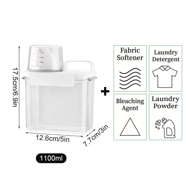 Detergent Powder Storage Box Refillable Airtight Laundry Detergent Dispenser Softener Bleach Storage Container with Lids