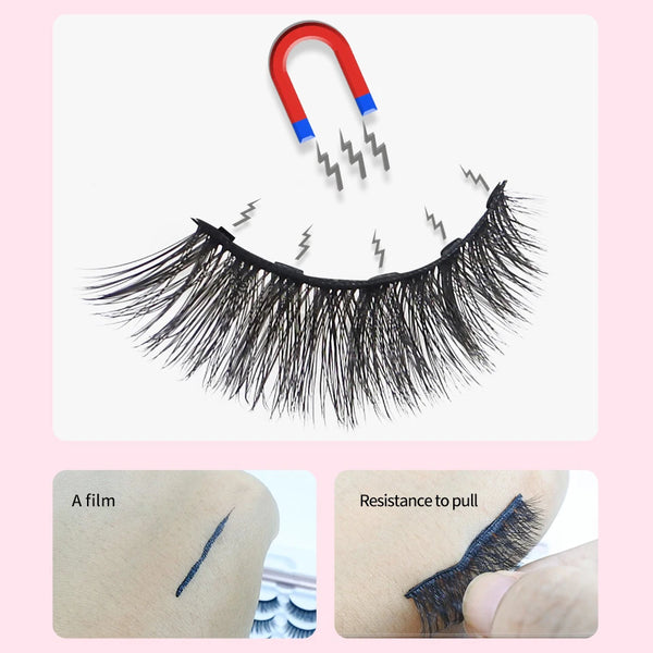 Magnetic Eyelashes With Eyeliner Kit 1Pair / Pack Reusable Most Natural Looking 3d Faux Mink Lashes No Glue magnetic lashes