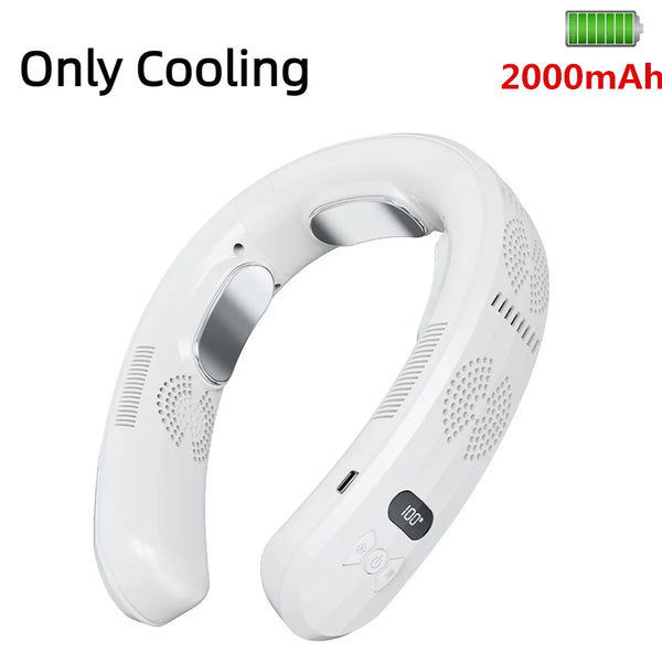 Portable Neck Fan Mini Air Conditioner Cooler Bladeless Fan 6000mAh USB Rechargeable Hanging Cooling Heating Wearable Fans