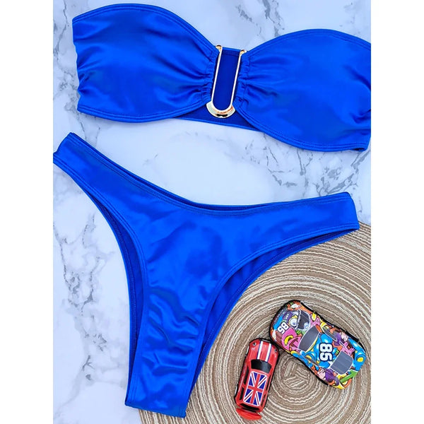 Bandeau Bikini Swimsuit Women 2026 Two-piece Swimwear Thong Bikinis Sets Female Bathing Suit Push Up Monokini Beach Wear Biquini