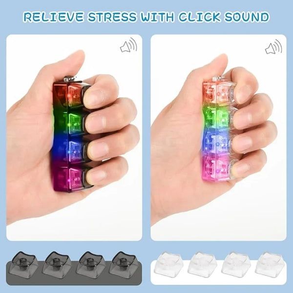 Lighting LED Keyboard Keychain Fidget Toys Clicker Sensory Toy Stress Relief  for Keyboard Keychain Fidget Gadget for Adults toy