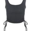 Ruched Sleeveless Tank Tops Tees Women Solid Casual Fashion Crop Top Ladies High Street Tie Up Croptop Summer Fitness