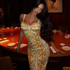Party Dresses For Women Fashion Sexy Streetwear Printed Slash Neck Strap Sleeveless Sheath Hip Wrap Long Vestidos Robes Female