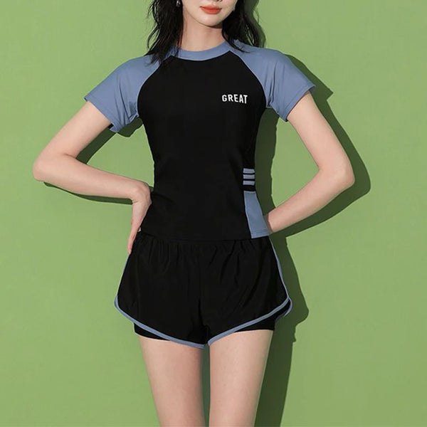 Summer Kawaii Chic Y2K Lady Swimsuits Patchwork Letter Sexy Elegant Swimwear Fashion Casual Korean Women's Two-piece Swimsuit