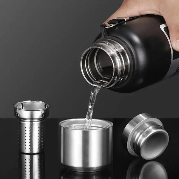 Large Capacity Sports Thermos Bottle with Filter Keep Cold/Hot Travel Insulated Cup 316 Stainless Steel Unbreakable Vacuum Flask