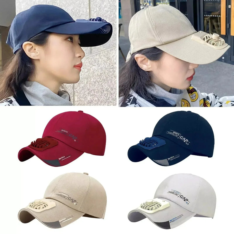 Cap with Fan Summer USB Charging Cooling Fan Baseball Cap Outdoor Golf Sunscreen 2 Speed Adjustable Peaked Hat Hiking Cap Amagi