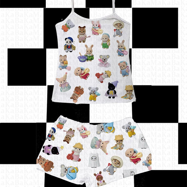 Harajuku Goth Sexy Hot Girls Bottoms Punk Rock Streetwear Y2K Aesthetic Cartoon Cat Print Mini Shorts Summer Casual Chic Fashion