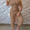 Fashion Strap Jumpsuit Women Loose Dungarees Long Rompers Summer Solid Pockets Cargo Pants Female Casual Work Out Playsuits