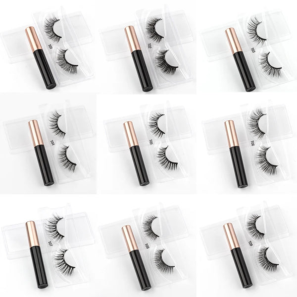 1/3/4 Pairs Magnetic Eyelashes Kit Waterproof Liquid Eyeliner Tweezers Soft Faux Cils Fluffy False Eyelashes Makeup Set Tool Hot