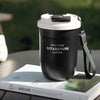 JUSTINLAU Stainless Steel Coffee Cup Insulated Water Bottle Double Drinking Straw Cup With tea strainer Office Outdoor Water Cup