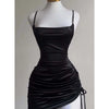 Sexy Sleeveless Backless Bodycon Mini Dress Women Summer Satin Lace Up Party Club Dresses Streetwear Evening Black Y2K 2025 Robe