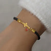 Initial Heart Charm Letter Link Bracelet, Fashion All-Match Jewelry for Women, Retro Adjustable Rope Bracelet for Daily Use