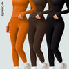 Two-Piece Set Women'S Patchwork High Elastic Soft round Neck Flat Shoulder Long Sleeve Slim Fit Beautiful Hip Tight Pants Yoga Clothes Suit Workout Running Clothes Four Seasons Outdoor Running Cycling Hiking Walking Shopping Fashion Suit Gym