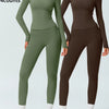 Two-Piece Set Women'S Patchwork High Elastic Soft round Neck Flat Shoulder Long Sleeve Slim Fit Beautiful Hip Tight Pants Yoga Clothes Suit Workout Running Clothes Four Seasons Outdoor Running Cycling Hiking Walking Shopping Fashion Suit Gym
